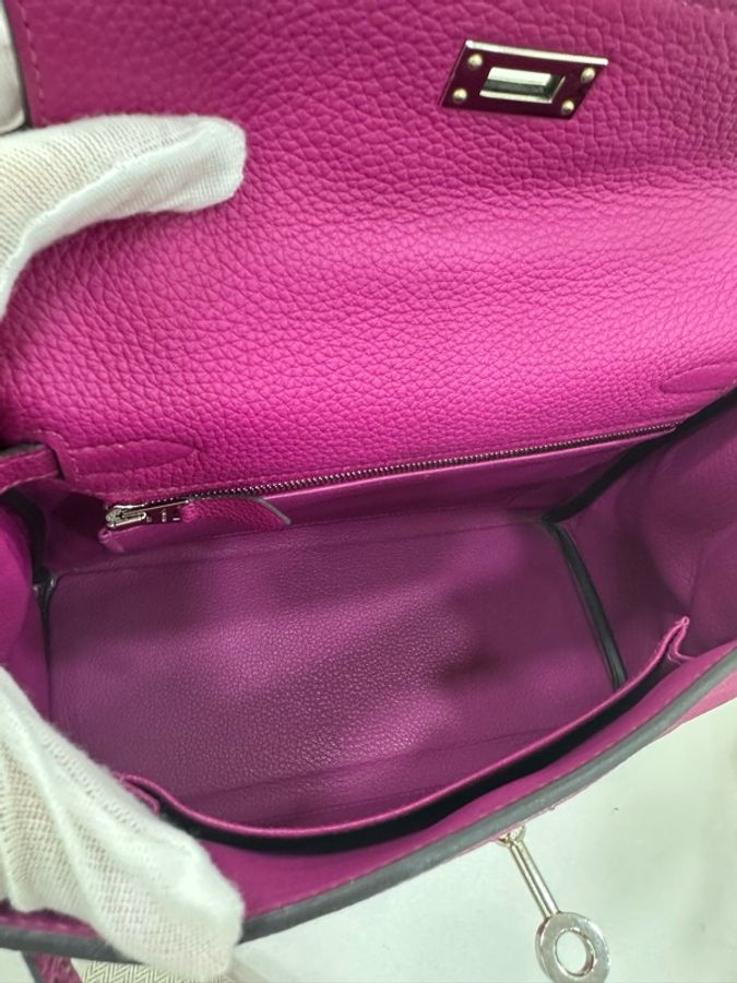 Hermes 愛馬仕 Kelly25 L3玫瑰紫 togo皮 銀扣 Y刻 有購證-8
