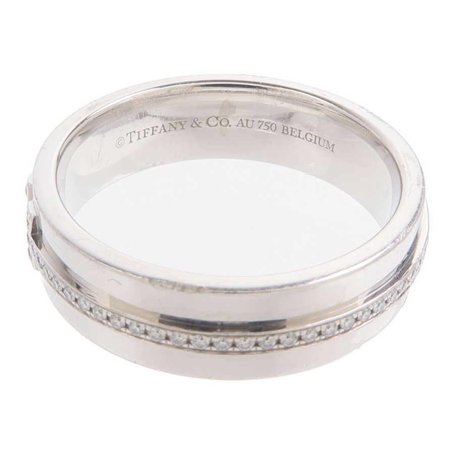 TIFFANY&CO 18K白金T Wide Diamond Ring鑽石戒指-4