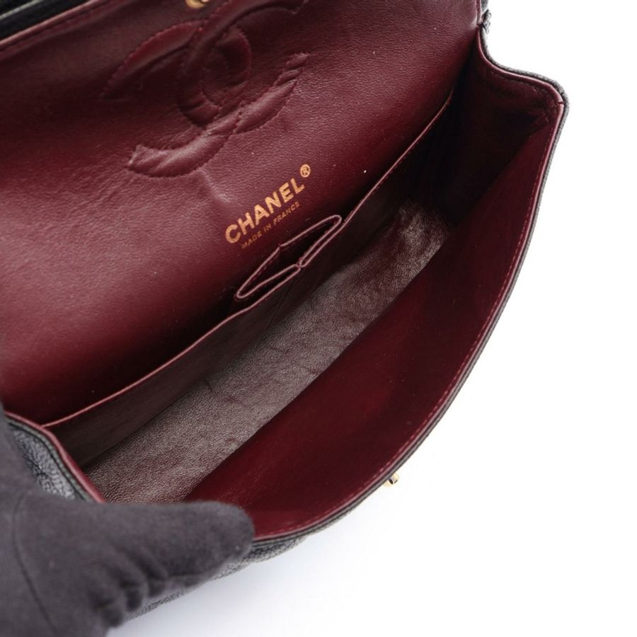 香奈兒 (CHANEL) Matelasse 雙蓋鏈條肩背包 A01112 小牛皮 黑色 金色五金 二手-2