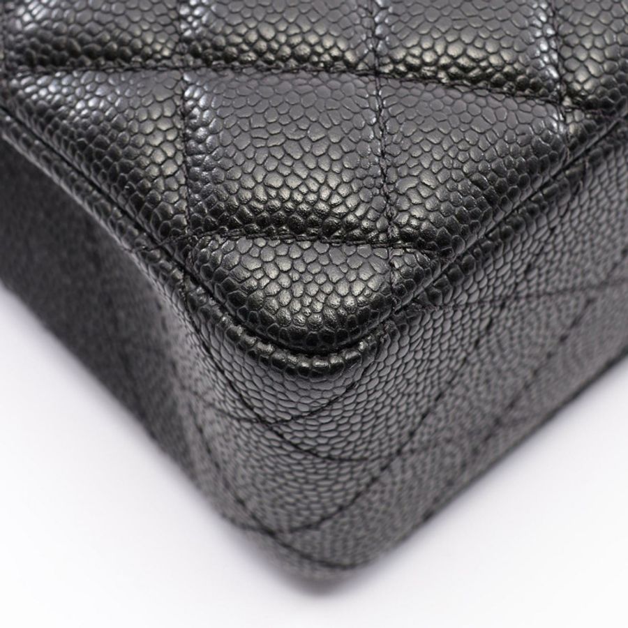 香奈兒 (CHANEL) Matelasse 雙蓋鏈條肩背包 A01112 小牛皮 黑色 金色五金 二手-6