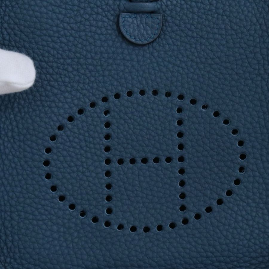💙愛馬仕 Hermes Evelyne mini 斜挎包,湖藍色 銀扣 tc皮,-4