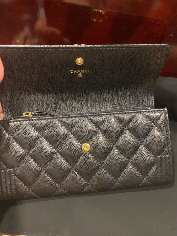 Chanel boy黑金長夾全新全配-13