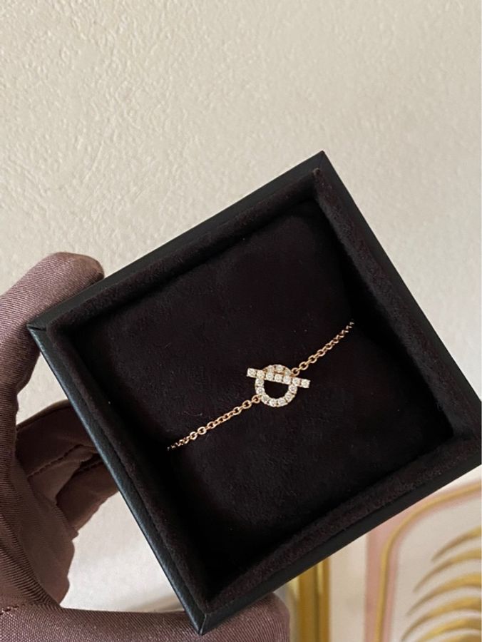 Hermès 愛馬仕小Q玫瑰金手鍊 Sh小號 配盒-0