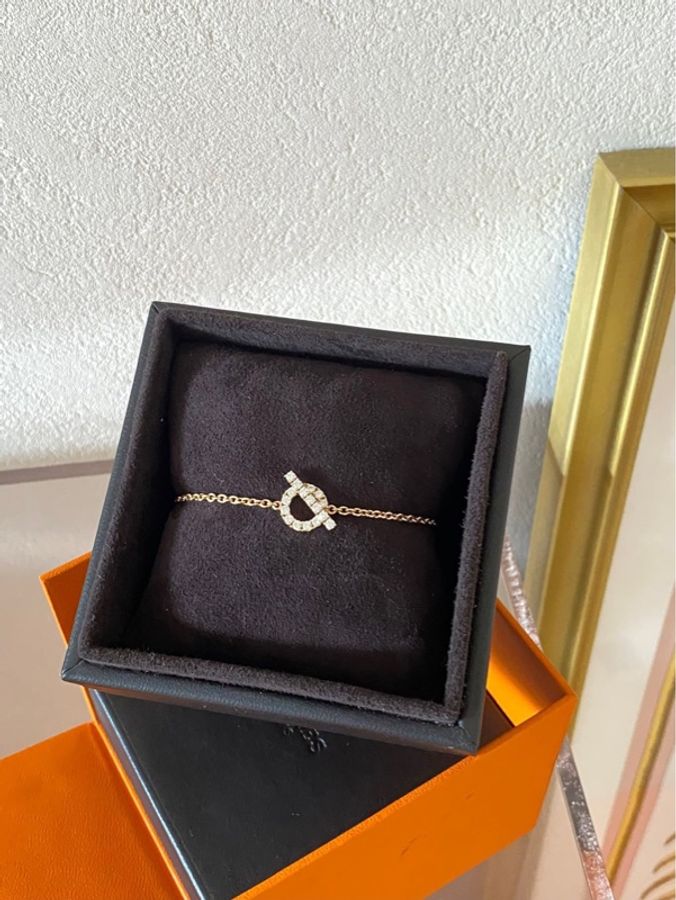 Hermès 愛馬仕小Q玫瑰金手鍊 Sh小號 配盒-1