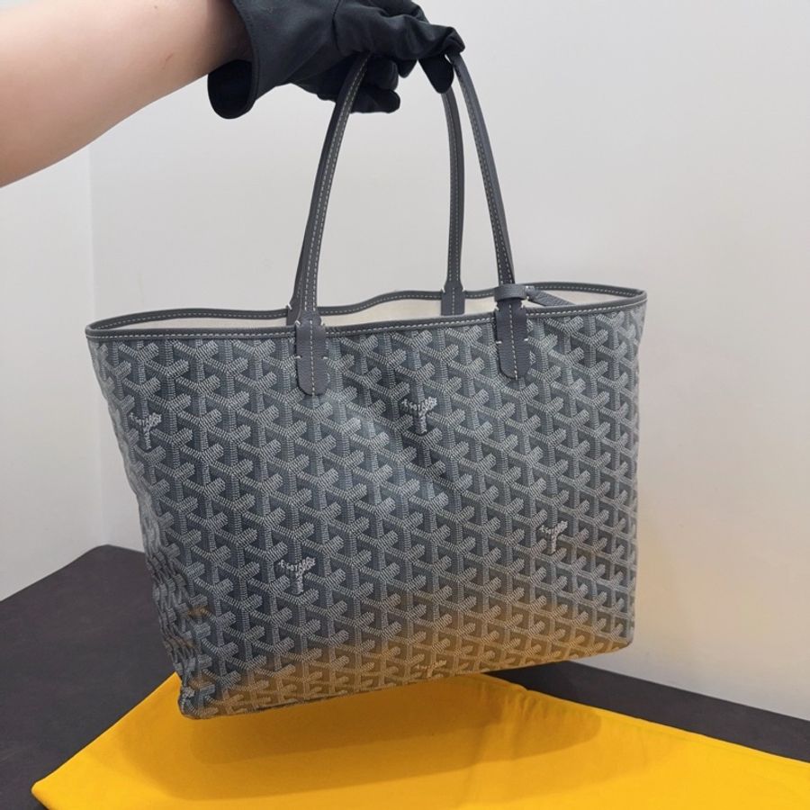 Goyard戈雅 Saint Louis系列灰色Y字老花子母Tote托特子母購物袋PM小號-6