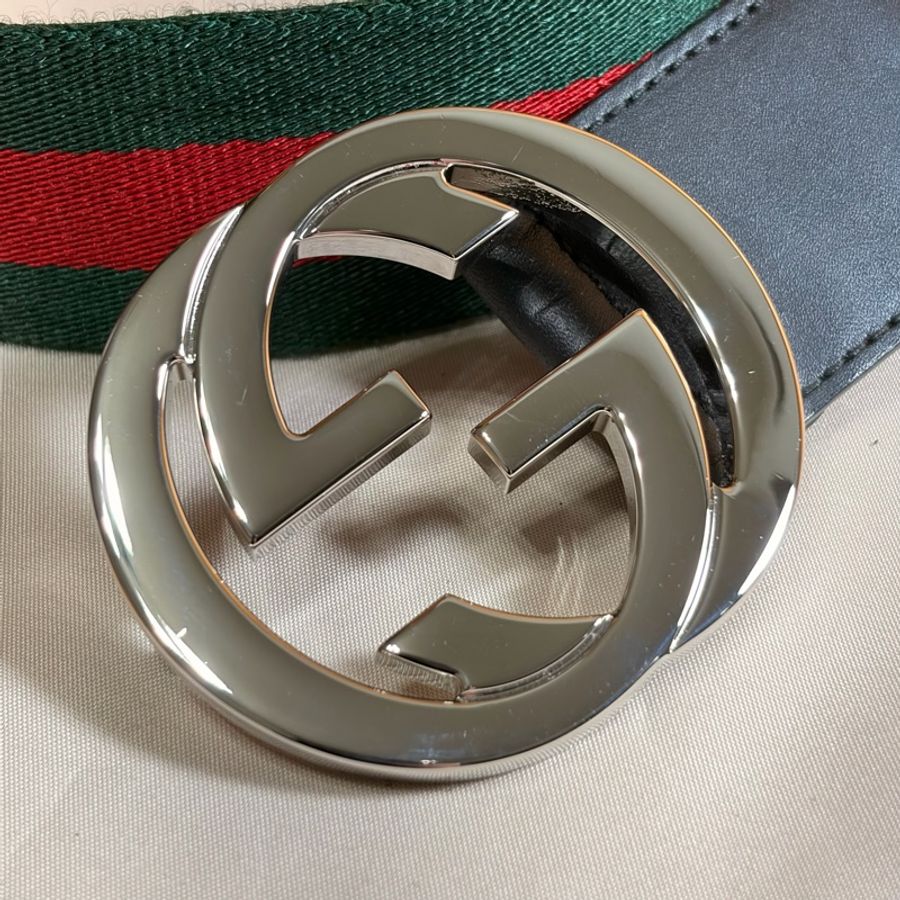 🔥超級經典 Gucci 古馳 大雙 G 紅綠織帶皮帶-2