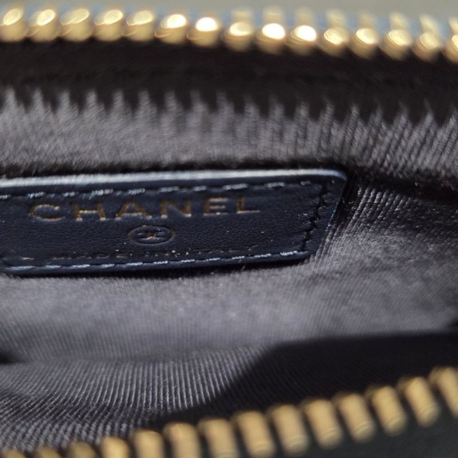 CHANEL香奈兒牛仔丹寧金蔥LOGO一字拉鍊零錢包/ 卡包-8