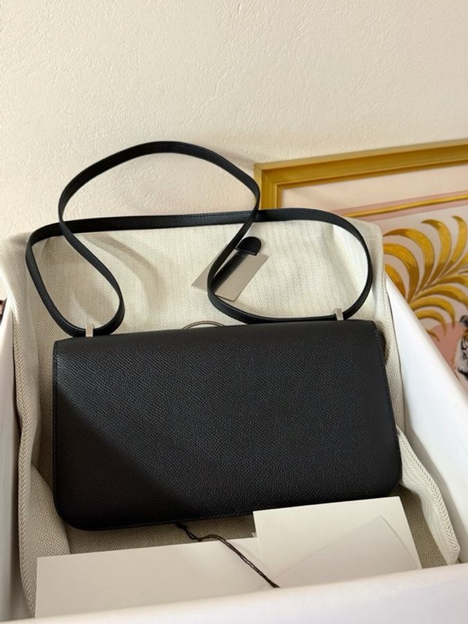 Hermès 愛馬仕康康Elan 黑銀 Epsom皮 K刻 附件,塵袋 盒-2