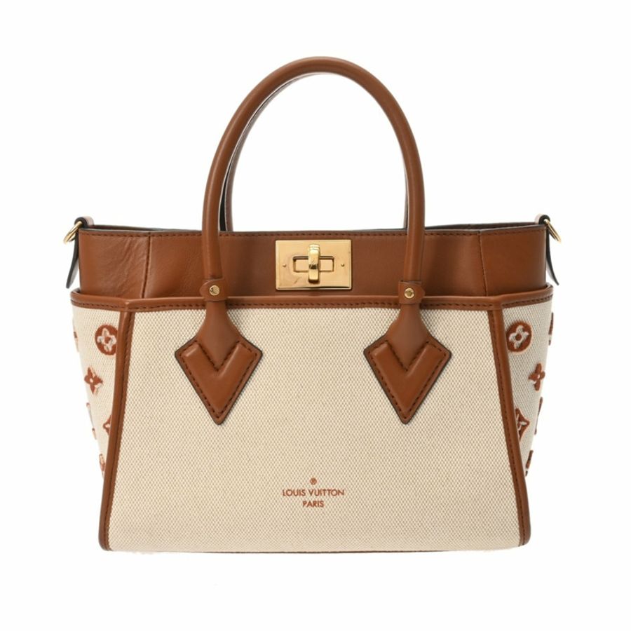 路易威登 Monogram On My Side PM 米棕色 M59905 女士帆布皮革手提包 A 級二手 Ginzo-1