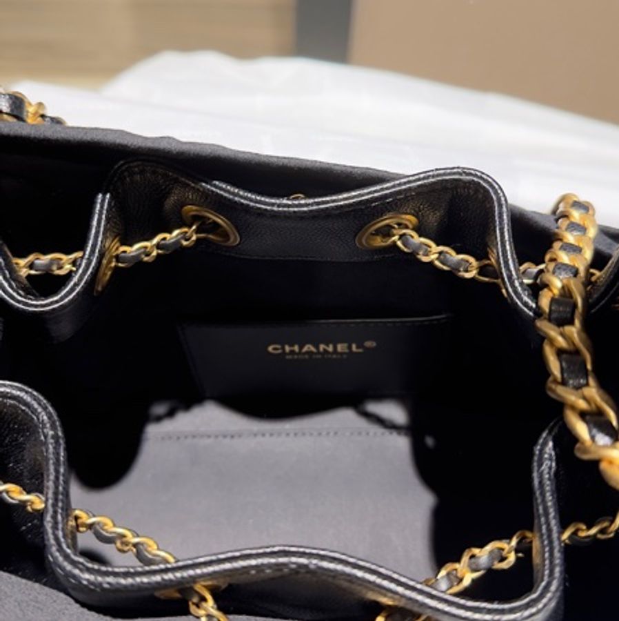 出售 Chanel 25bag Mini HOBO黑金荔枝纹-12