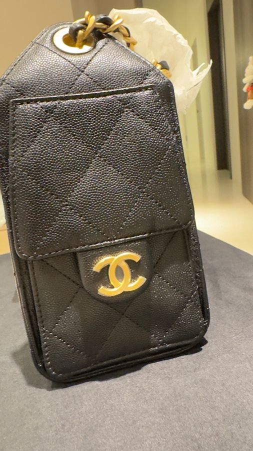 出售 Chanel 25bag Mini HOBO黑金荔枝纹-18