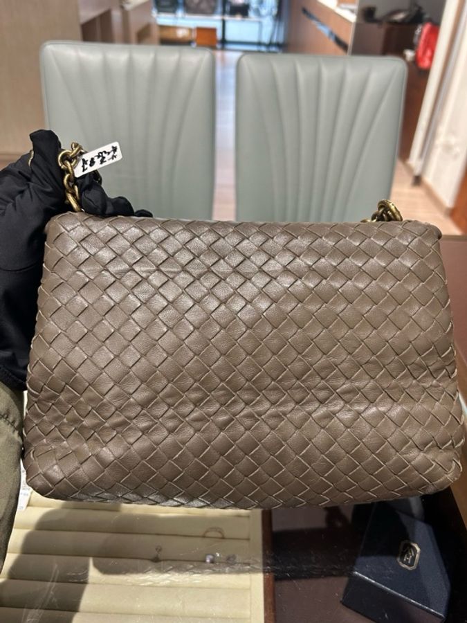 葆蝶家/Bottega Veneta 奧林匹克 編織 棕色 鏈條包-1
