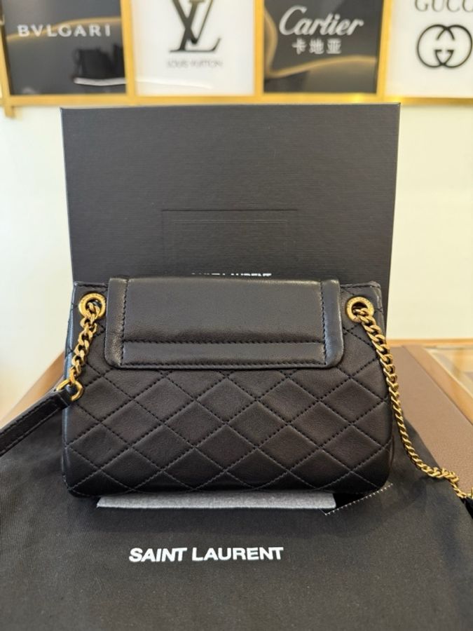 聖羅蘭 YSL 菱格紋 新款 黑金 nolita mini 鏈條包 尺寸:18*13*6-3