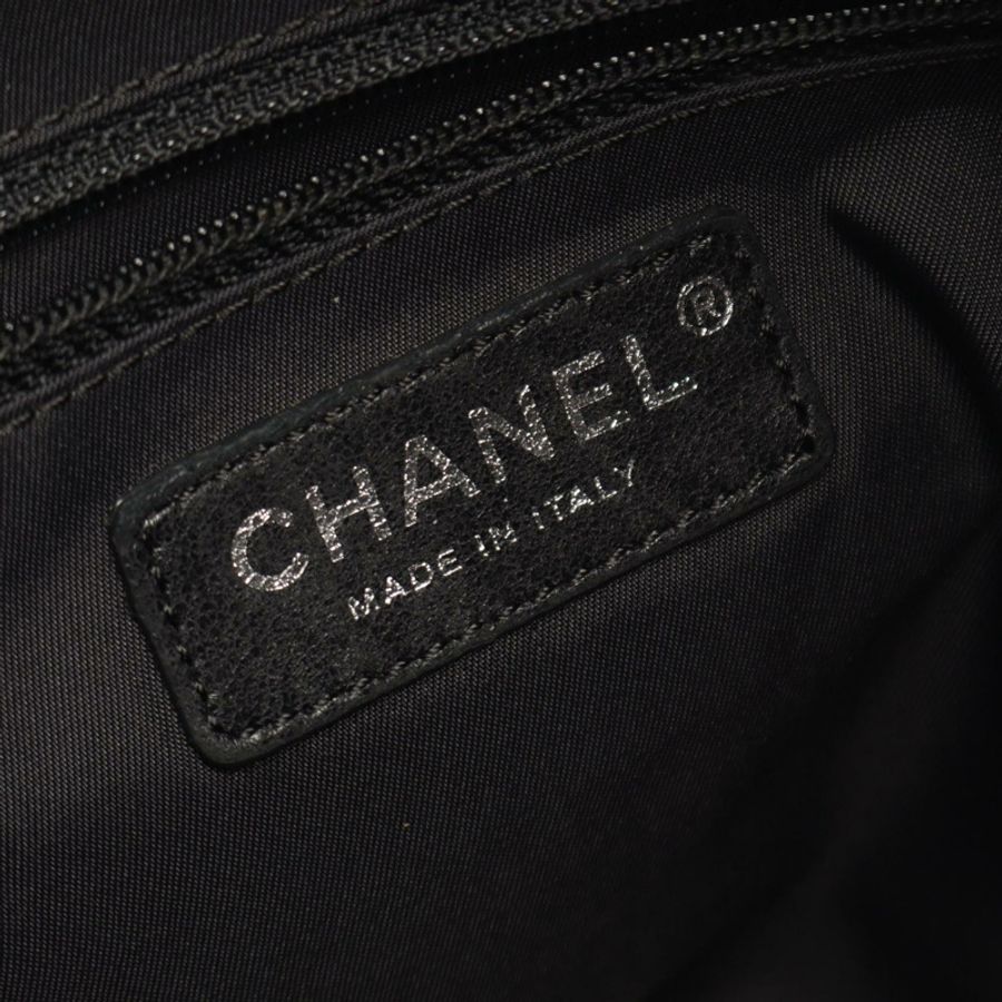 香奈兒 (CHANEL) Paris Biarritz PM 手提包,PVC塗層帆布皮革,黑色,二手,帶五金配件-3
