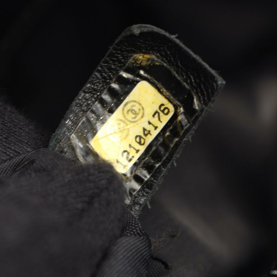 香奈兒 (CHANEL) Paris Biarritz PM 手提包,PVC塗層帆布皮革,黑色,二手,帶五金配件-4