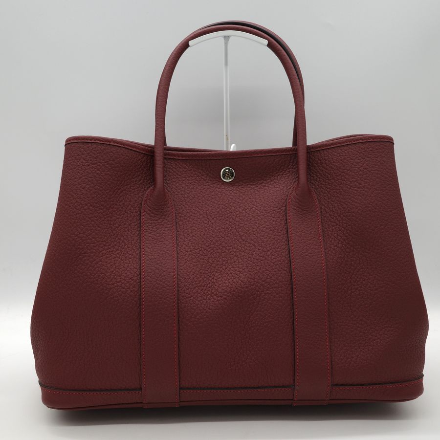 Hermes 愛馬仕 Garden Party 波爾多酒紅 銀扣 手提包-1