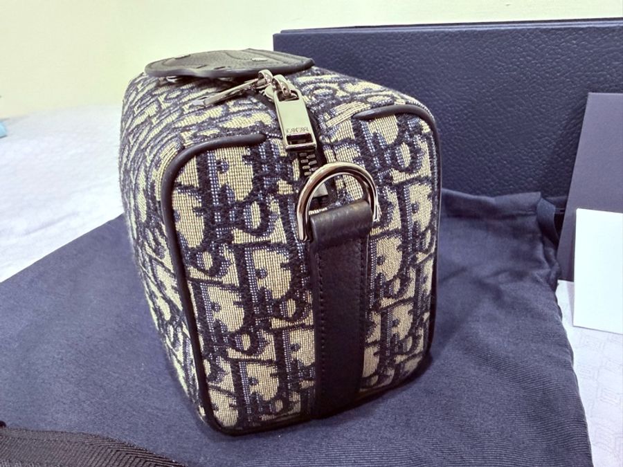 Dior LINGOT 22 經典藍色老花拼斜包/相機包-1