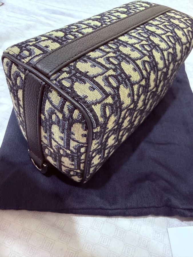 Dior LINGOT 22 經典藍色老花拼斜包/相機包-8