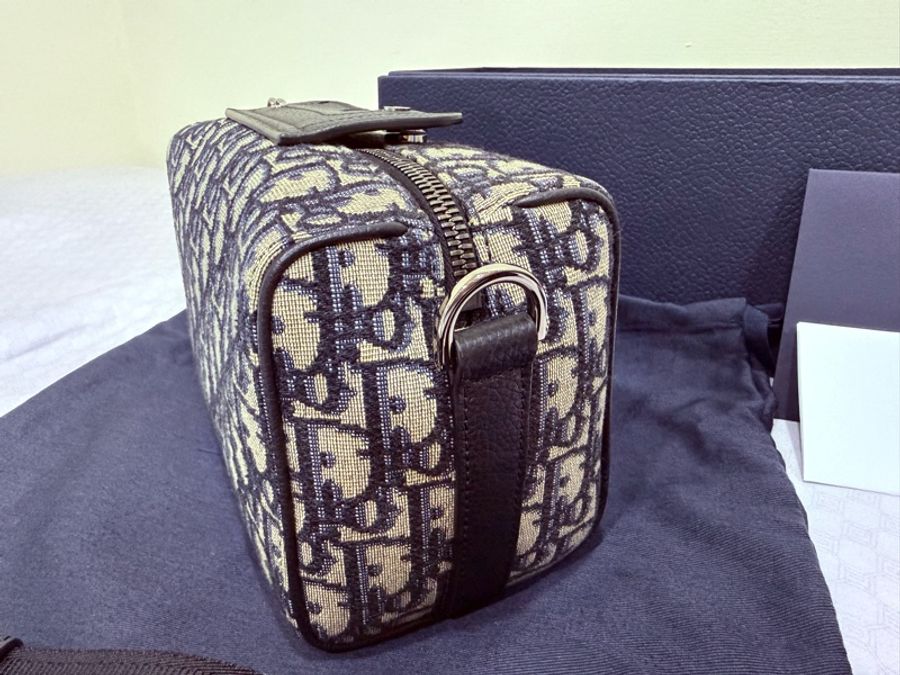 Dior LINGOT 22 經典藍色老花拼斜包/相機包-11