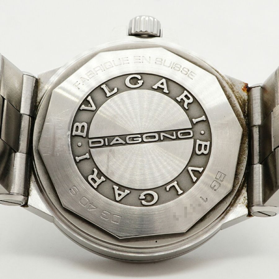 寶格麗 Diagono Date DG40S 銀色錶盤男士腕錶-4