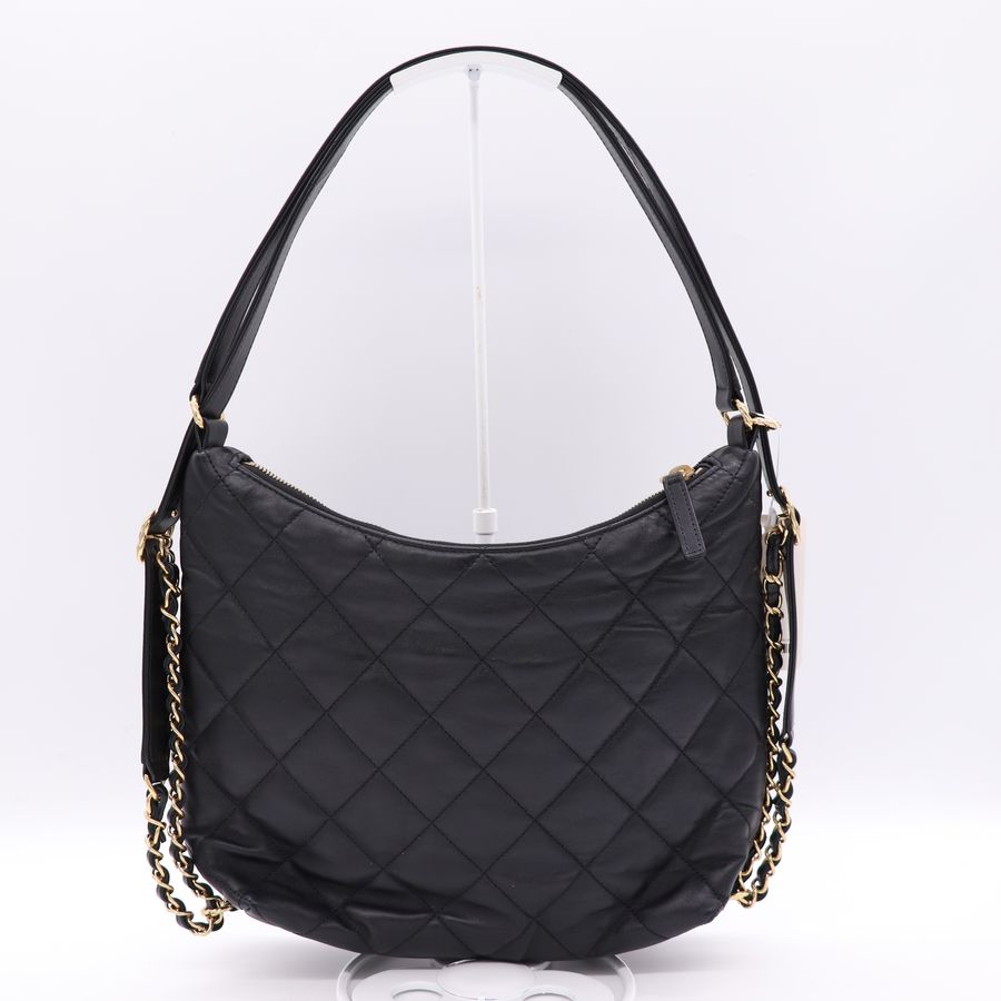 Chanel 黑色 Hobo 半月包腋下包-5