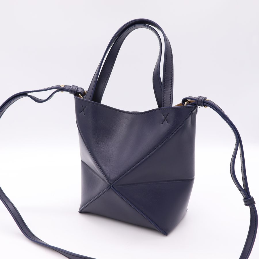 Loewe 藍 puzzle fold mini  托特包 手提 斜背 兩用-4