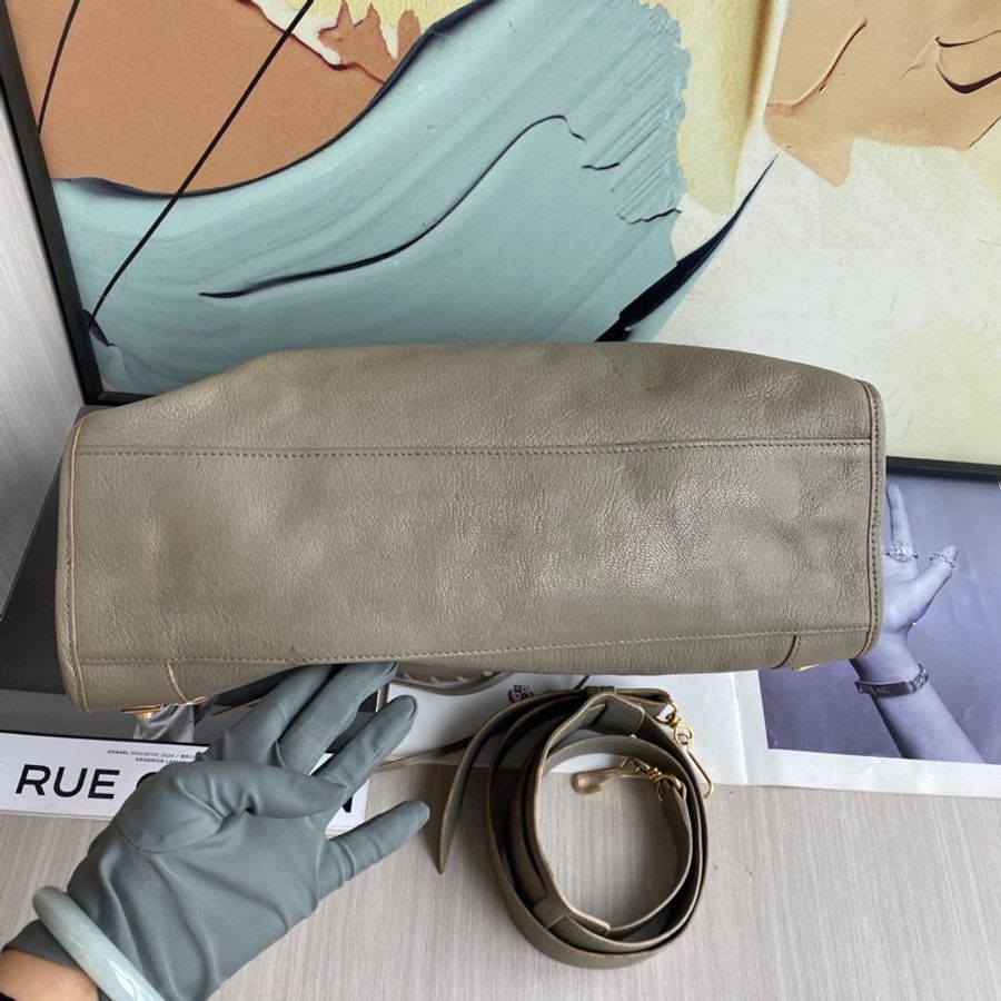 Balenciaga 巴黎世家 灰色金扣機車包-6
