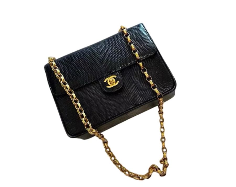 Chanel 黑金特殊色雕花鏈條方胖子-18