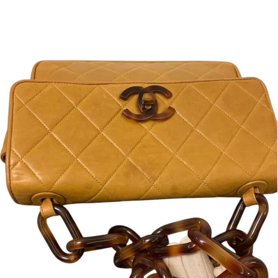 Chanel 菱格紋雙C亞克力玳瑁鏈條包-11