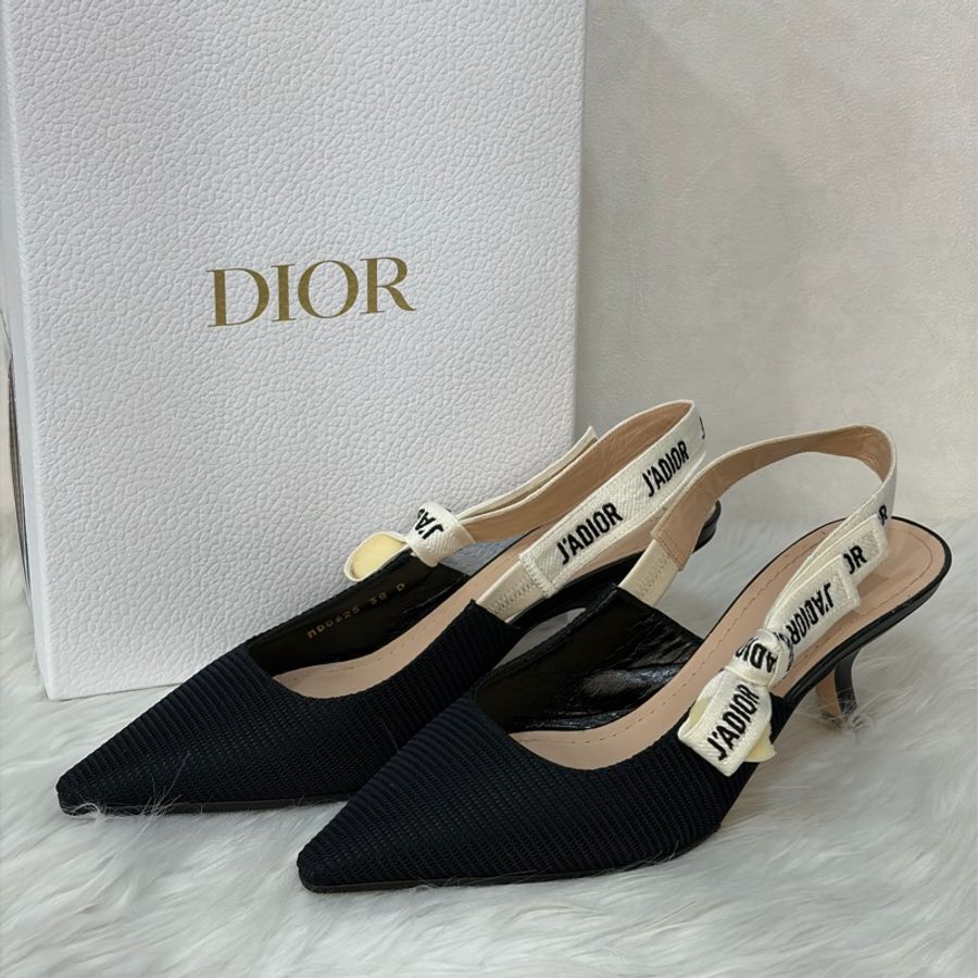 DIOR KDC200 J'Adior 露跟高跟鞋 黑色科技布料 晚宴鞋-0