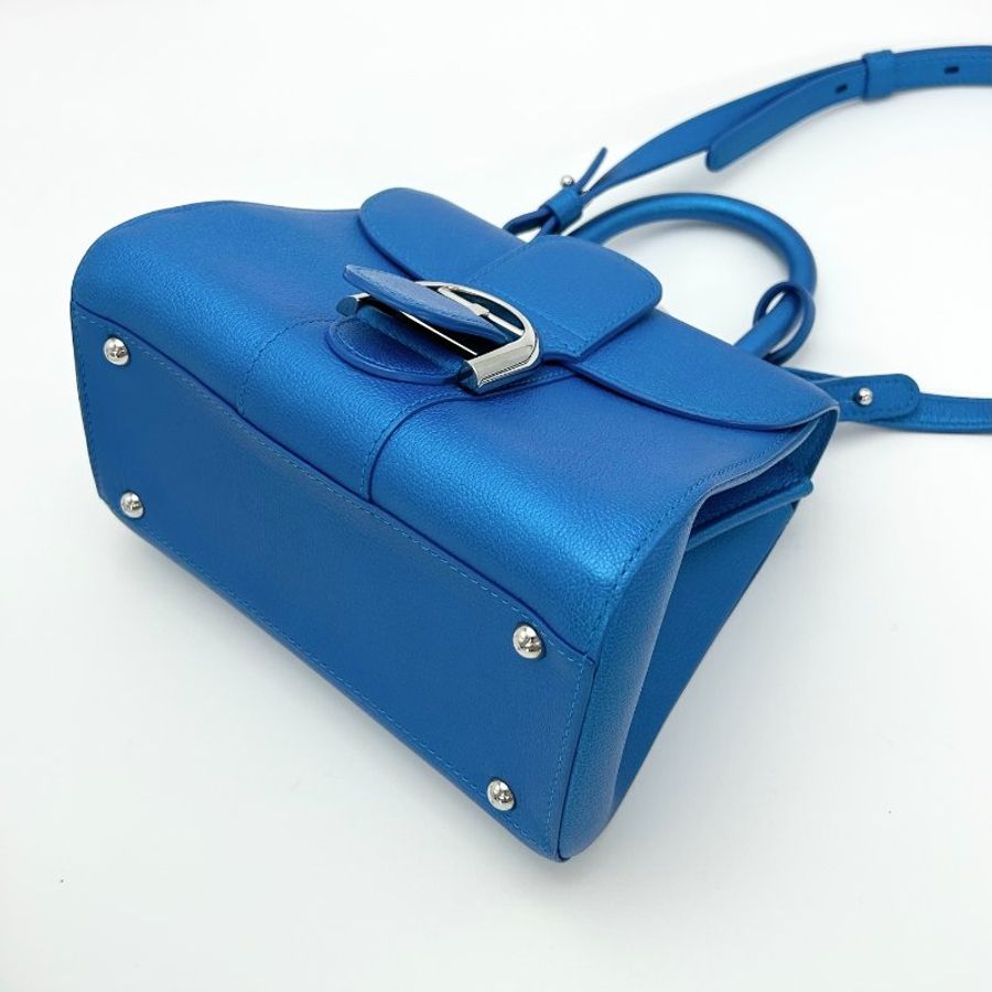 DELVAUX 電光藍銀扣briIliantmini 手提肩背斜背包20*16*11 98新配件塵袋 鏡子-1