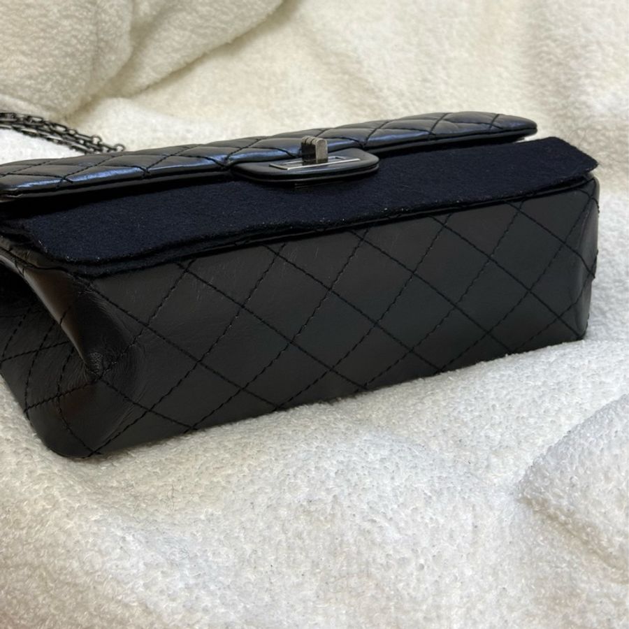 (2021台灣購證🇹🇼全配)Chanel 2.55 黑銀 小號-5