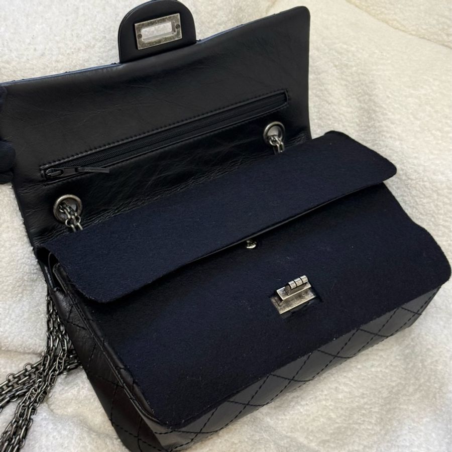 (2021台灣購證🇹🇼全配)Chanel 2.55 黑銀 小號-7