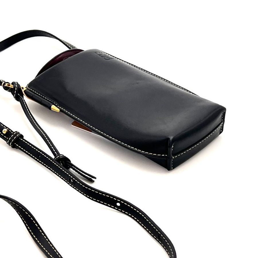 LOEWE GatePocket 黑金手機包 12*18*3 98新配件塵袋-4