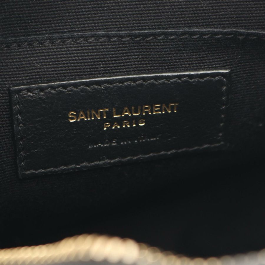 YVES SAINT LAURENT 乙烯基 Monogram 鏈條單肩包,黑色皮革,二手女款-3