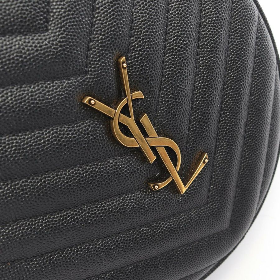 YVES SAINT LAURENT 乙烯基 Monogram 鏈條單肩包,黑色皮革,二手女款-5