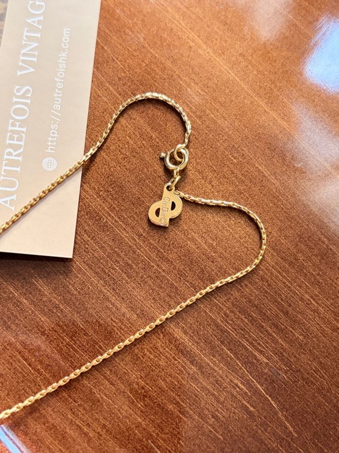 Christian Dior 迪奧 中古經典水鑽 CD Logo 鍍金項鏈-10