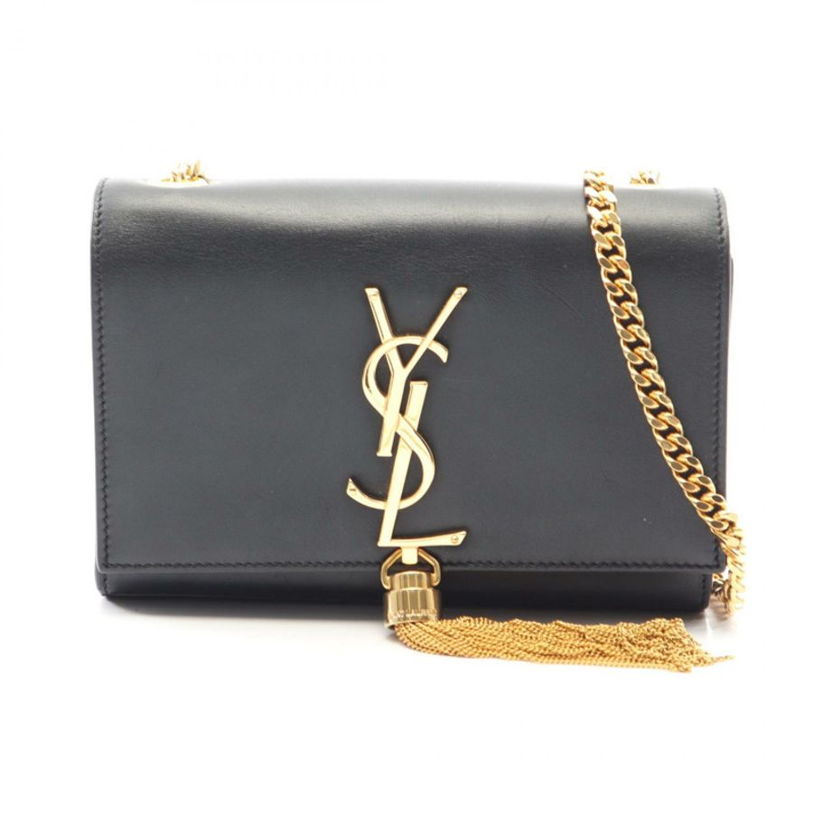 SAINT LAURENT PARIS Kate Monogram 鏈條單肩包 354120 黑色皮革 二手-0
