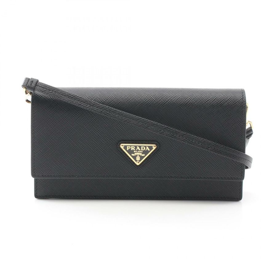 PRADA SAFFIANO 三角 Logo 單肩包,Saffiano 皮革,黑色,全新女士款-0