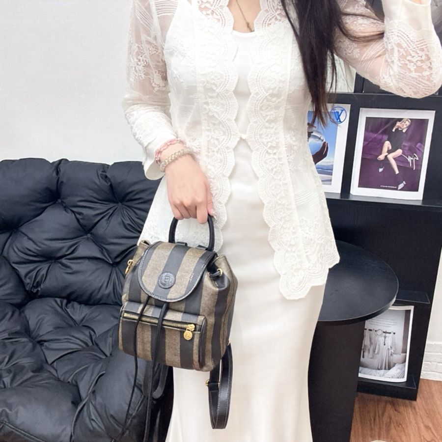 【赫蒂國際精品】Fendi Pequin 條紋後背包 vintage 二手 中古-2