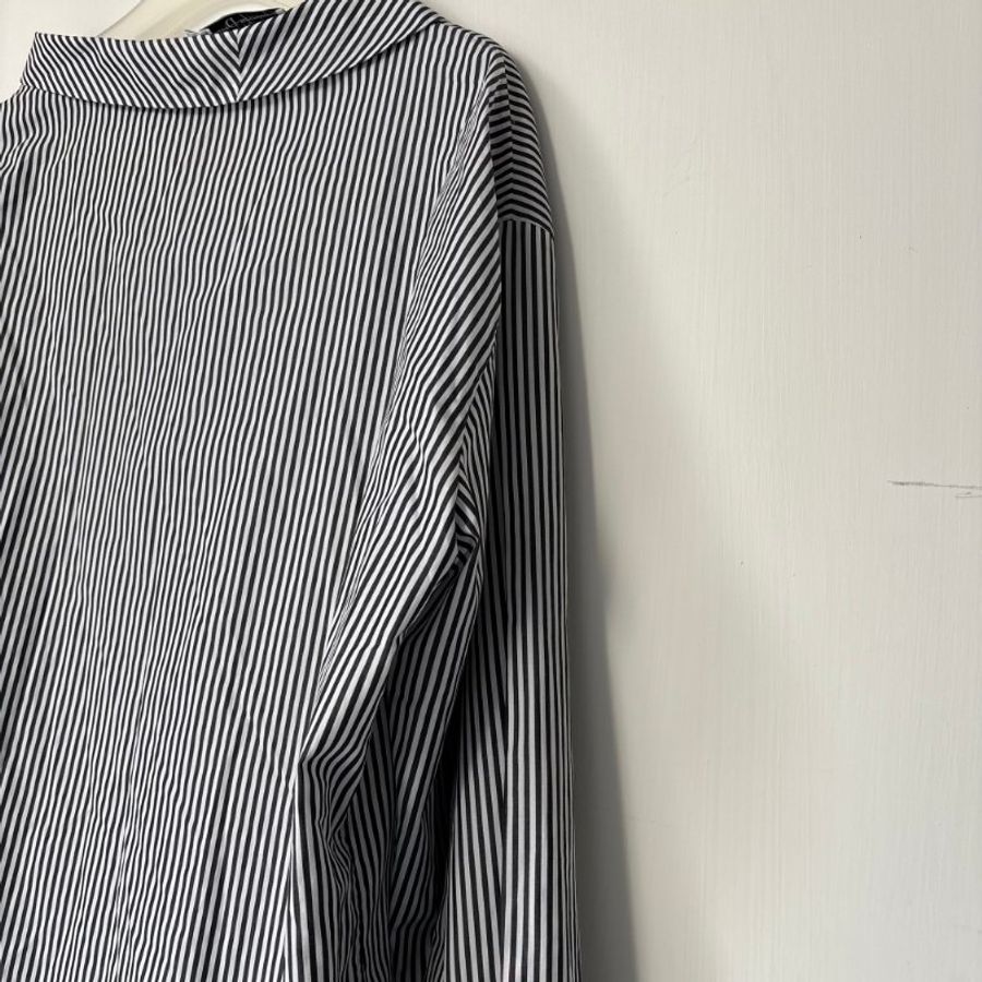 42號 ::DIOR:: Striped cotton shirt in black and white 黑白直紋法式慵懶襯衫 休閒襯衫 男友風-18
