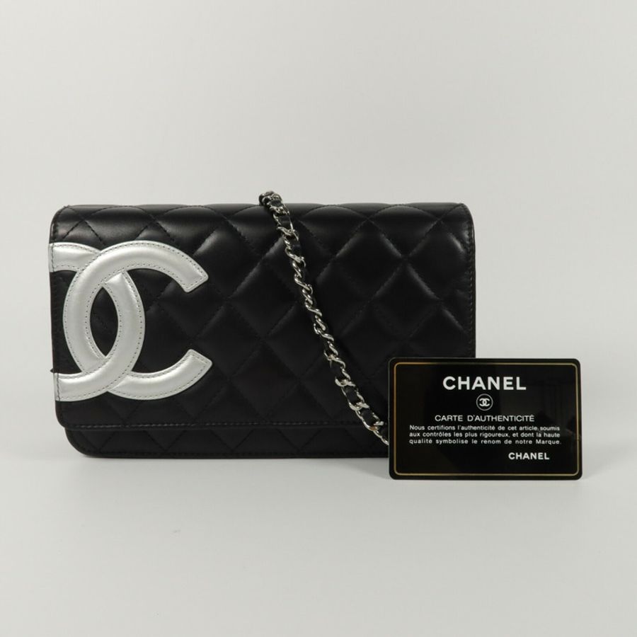 CHANEL 牛皮皮革Cambon Wallet On Chain鏈帶肩背袋-9