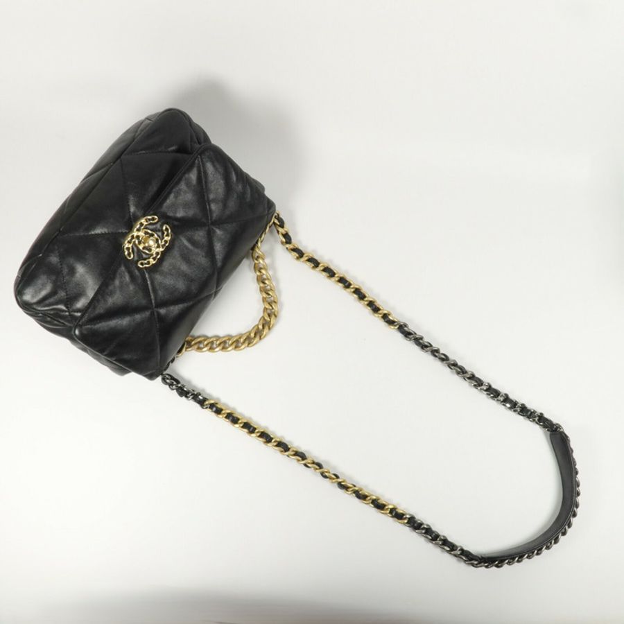 CHANEL 羊皮皮革C19 Small鏈帶手挽肩背兩用袋-8