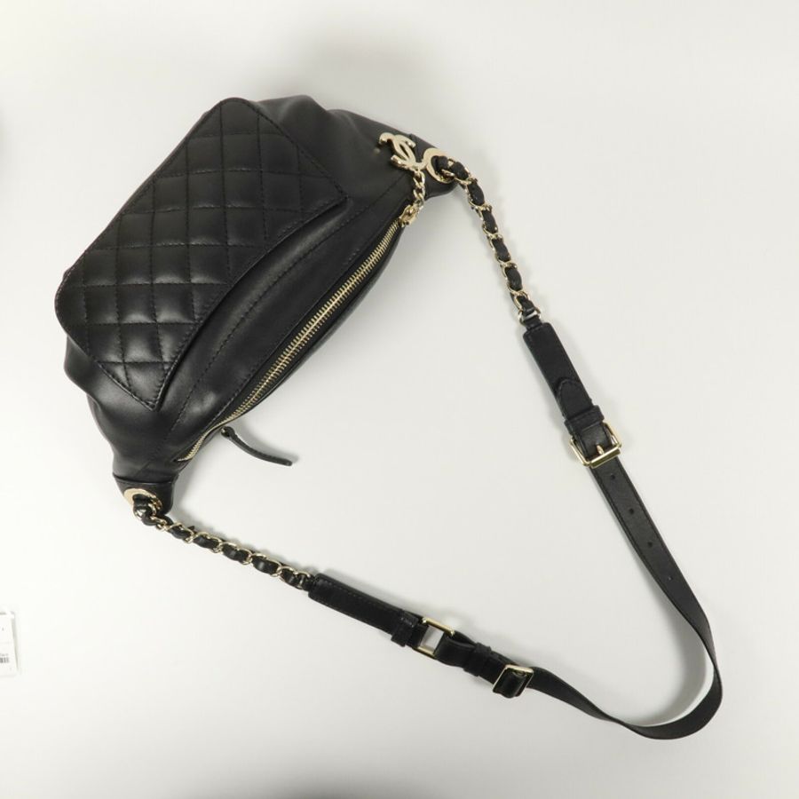 CHANEL 羊皮皮革Waist Bag鏈帶腰包-7