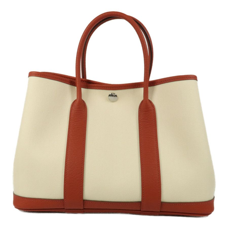 HERMES ToileChevron/Country皮革Garden Party TPM手挽袋Rouge Duchesse/Nata-1