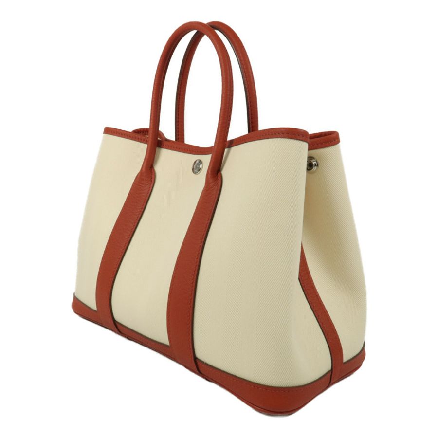 HERMES ToileChevron/Country皮革Garden Party TPM手挽袋Rouge Duchesse/Nata-2