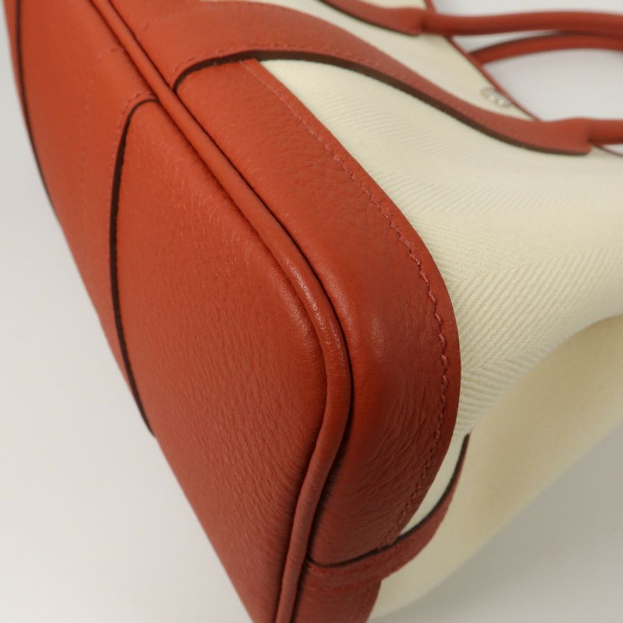 HERMES ToileChevron/Country皮革Garden Party TPM手挽袋Rouge Duchesse/Nata-12