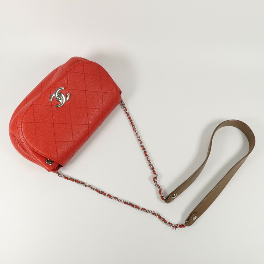 CHANEL 牛皮皮革Accordion Saddle Messenger鏈帶肩背袋-7