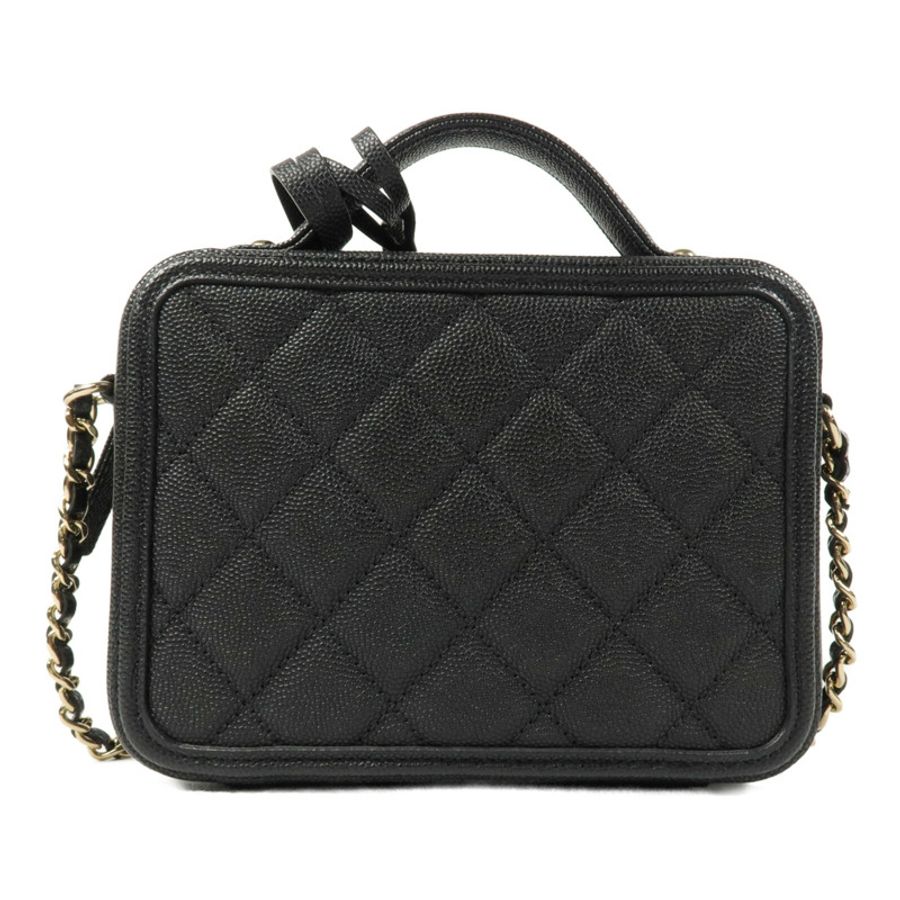 CHANEL 牛皮皮革Vanity Case鏈帶手挽肩背兩用袋-1