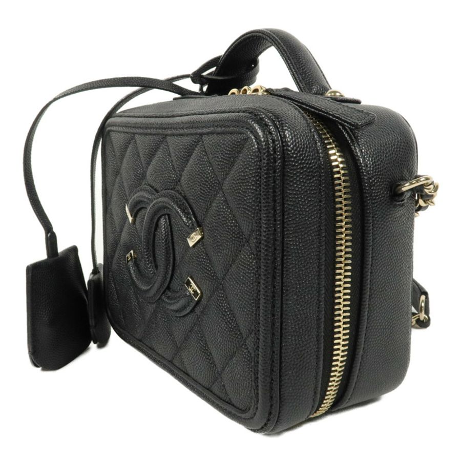 CHANEL 牛皮皮革Vanity Case鏈帶手挽肩背兩用袋-2